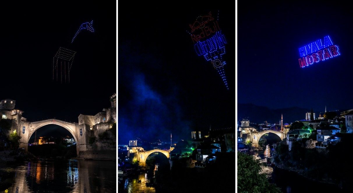 Spektakularan uvod u Red Bull Cliff Diving: 500 dronova osvijetlilo nebo iznad Mostara